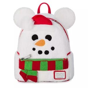 Loungefly Disney Parks Mickey Mouse Snowman Holiday 2024 Backpack NEW